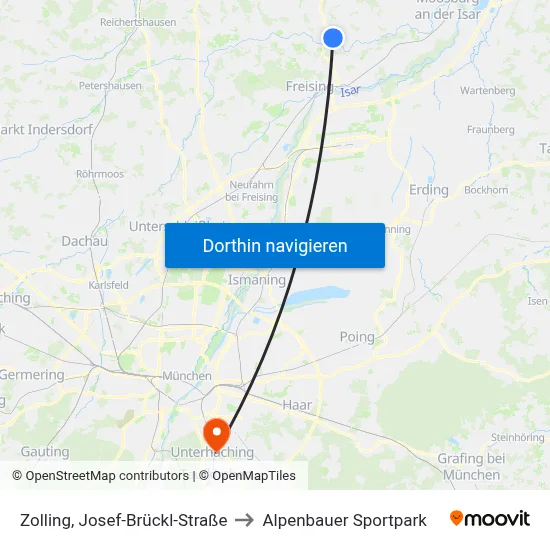 Zolling, Josef-Brückl-Straße to Alpenbauer Sportpark map