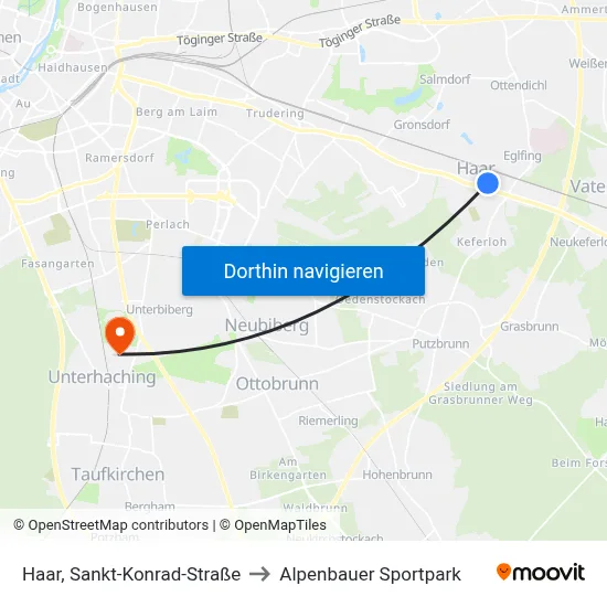 Haar, Sankt-Konrad-Straße to Alpenbauer Sportpark map
