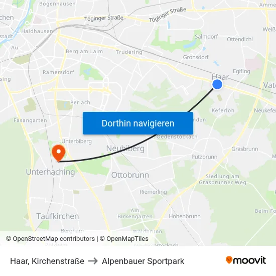 Haar, Kirchenstraße to Alpenbauer Sportpark map