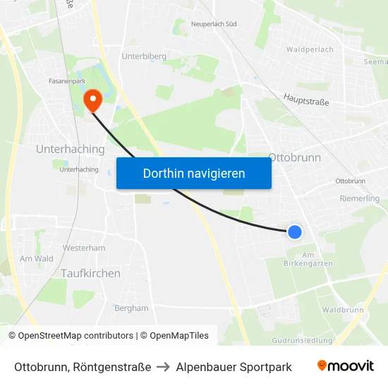 Ottobrunn, Röntgenstraße to Alpenbauer Sportpark map