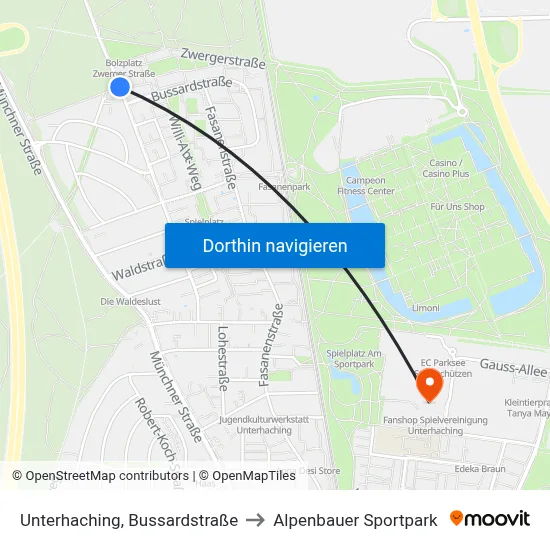 Unterhaching, Bussardstraße to Alpenbauer Sportpark map