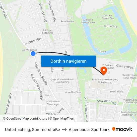 Unterhaching, Sommerstraße to Alpenbauer Sportpark map