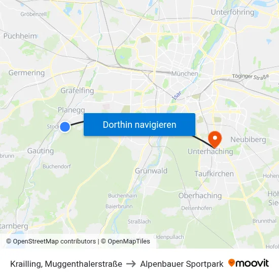 Krailling, Muggenthalerstraße to Alpenbauer Sportpark map