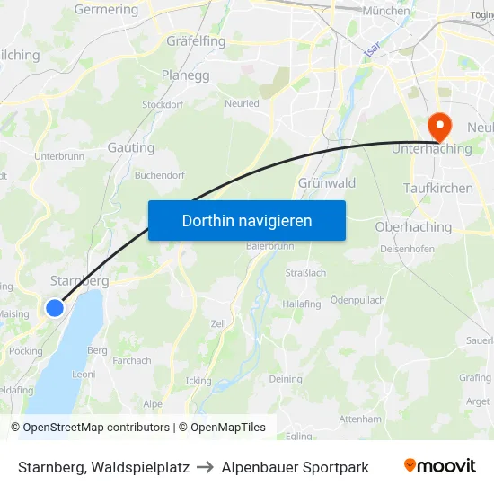 Starnberg, Waldspielplatz to Alpenbauer Sportpark map