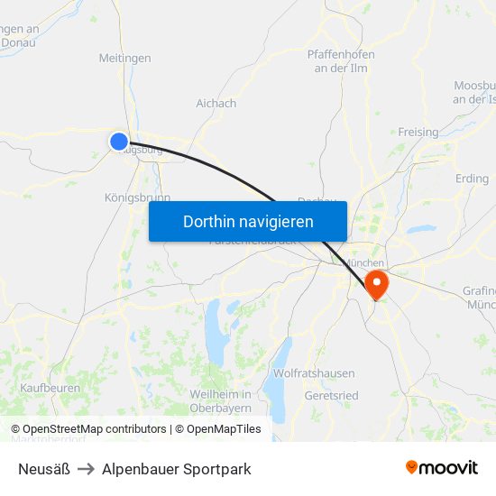 Neusäß to Alpenbauer Sportpark map