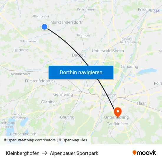 Kleinberghofen to Alpenbauer Sportpark map