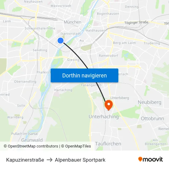 Kapuzinerstraße to Alpenbauer Sportpark map
