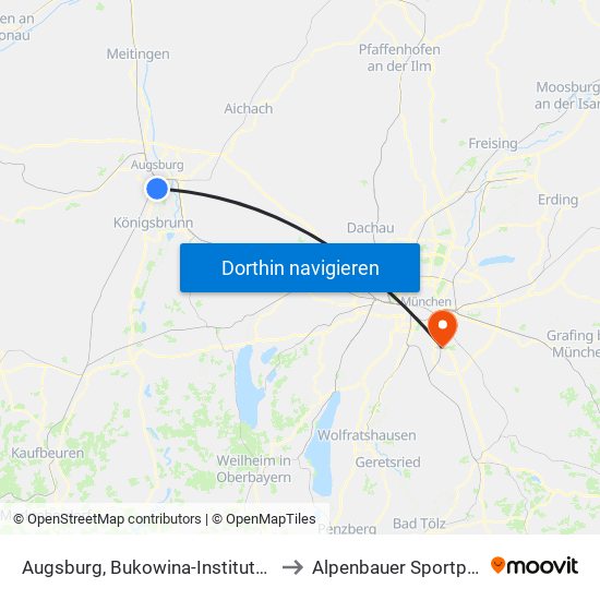 Augsburg, Bukowina-Institut/Pci to Alpenbauer Sportpark map