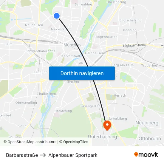 Barbarastraße to Alpenbauer Sportpark map