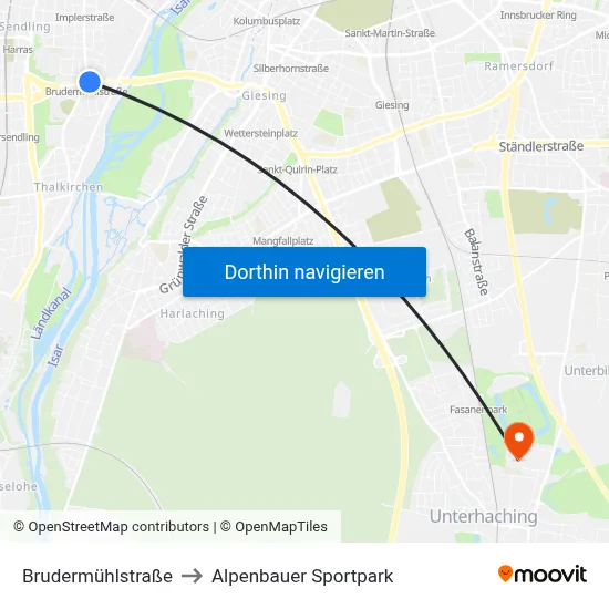 Brudermühlstraße to Alpenbauer Sportpark map