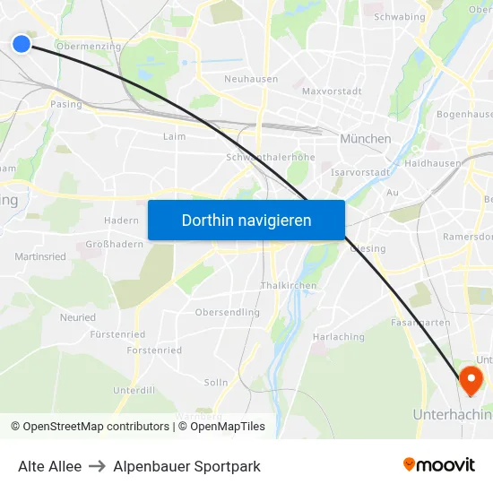 Alte Allee to Alpenbauer Sportpark map