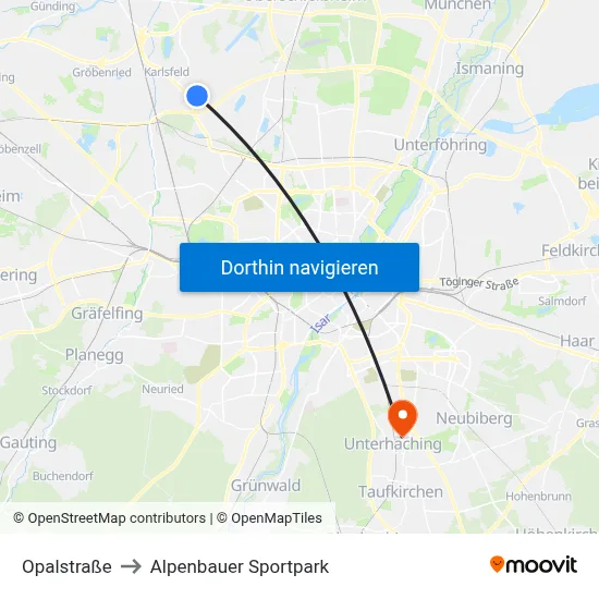 Opalstraße to Alpenbauer Sportpark map