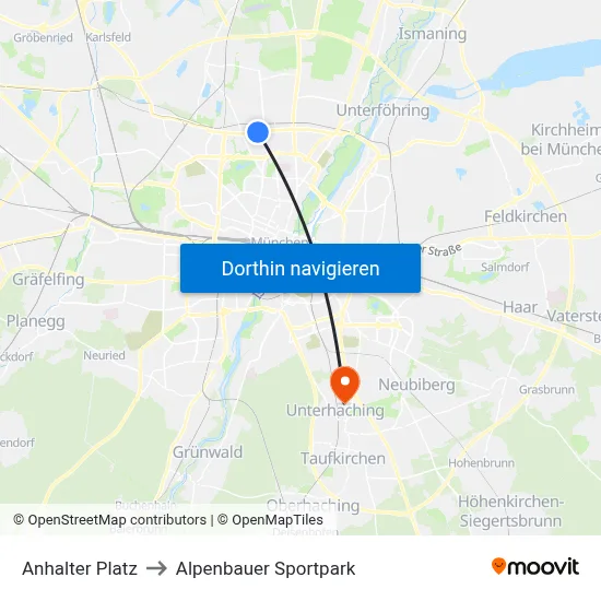 Anhalter Platz to Alpenbauer Sportpark map