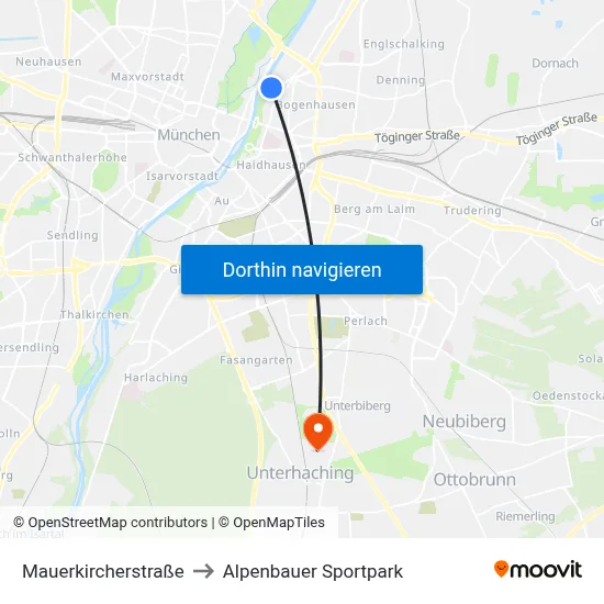 Mauerkircherstraße to Alpenbauer Sportpark map