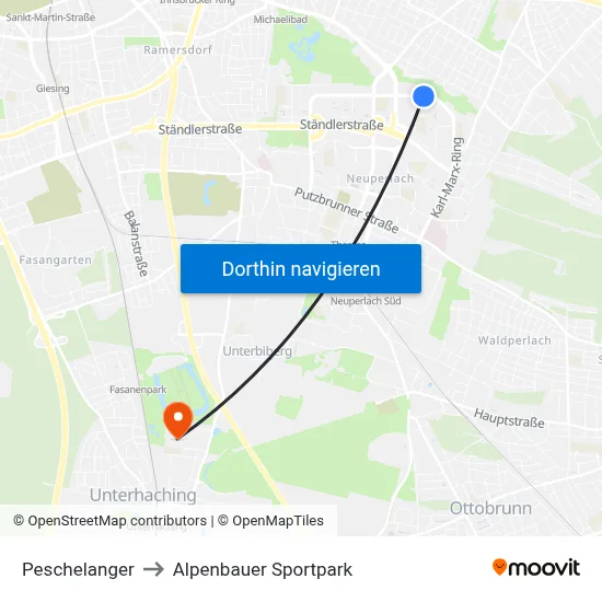 Peschelanger to Alpenbauer Sportpark map
