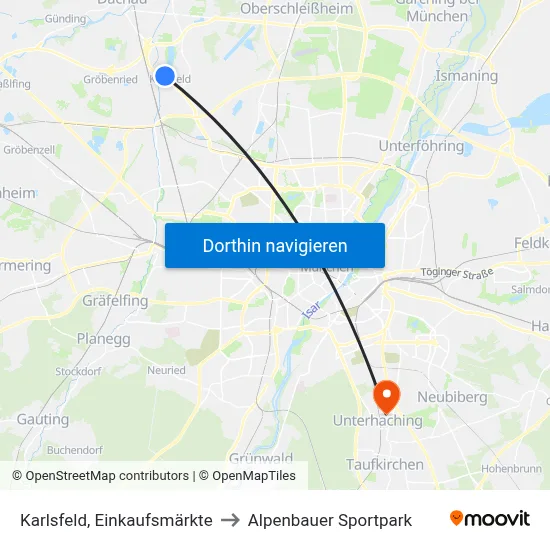 Karlsfeld, Einkaufsmärkte to Alpenbauer Sportpark map
