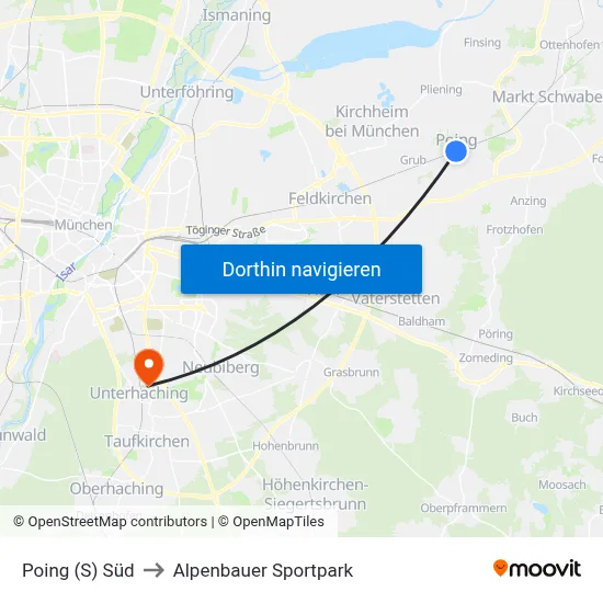 Poing (S) Süd to Alpenbauer Sportpark map