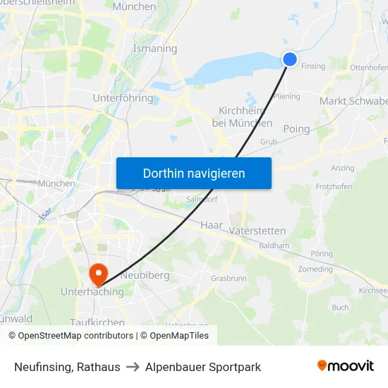 Neufinsing, Rathaus to Alpenbauer Sportpark map