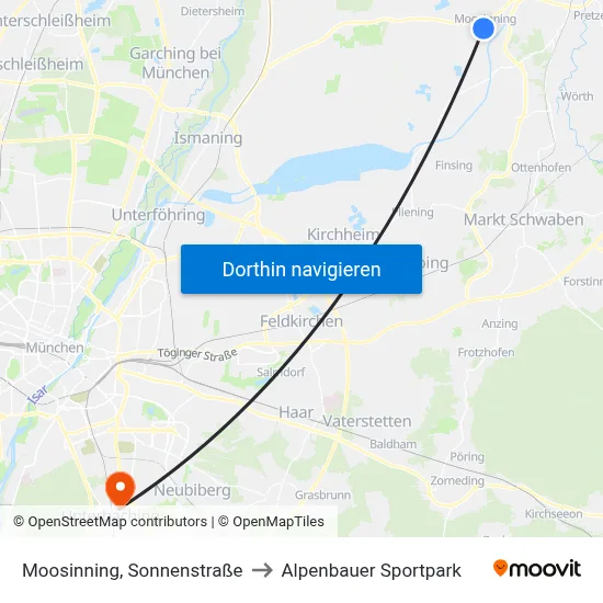 Moosinning, Sonnenstraße to Alpenbauer Sportpark map