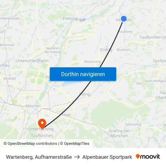 Wartenberg, Aufhamerstraße to Alpenbauer Sportpark map
