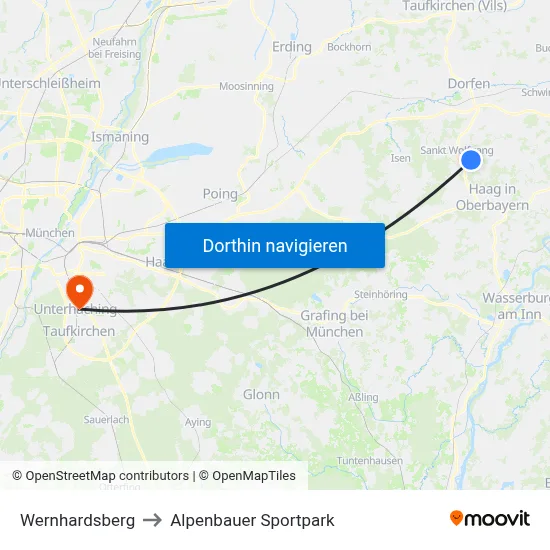 Wernhardsberg to Alpenbauer Sportpark map