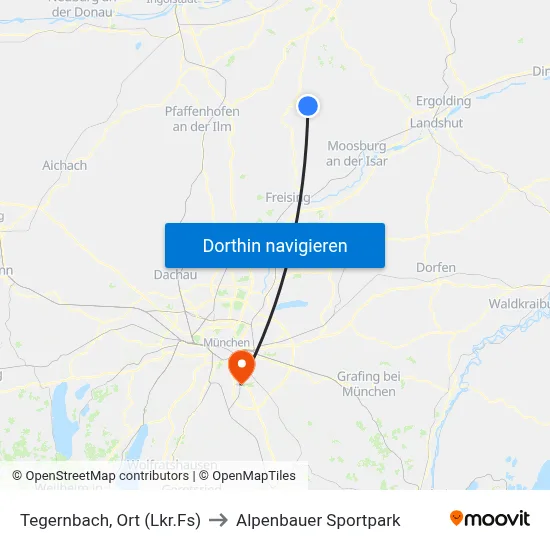 Tegernbach, Ort (Lkr.Fs) to Alpenbauer Sportpark map