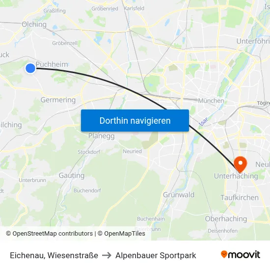 Eichenau, Wiesenstraße to Alpenbauer Sportpark map