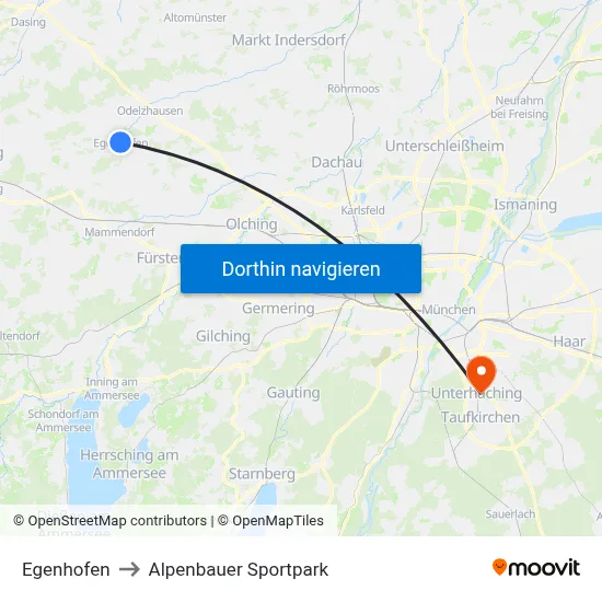 Egenhofen to Alpenbauer Sportpark map
