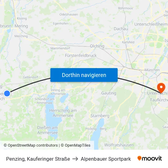 Penzing, Kauferinger Straße to Alpenbauer Sportpark map