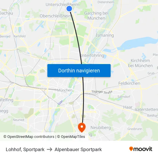 Lohhof, Sportpark to Alpenbauer Sportpark map