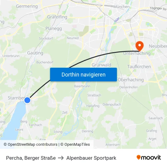 Percha, Berger Straße to Alpenbauer Sportpark map