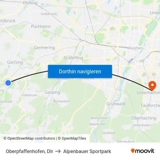 Oberpfaffenhofen, Dlr to Alpenbauer Sportpark map