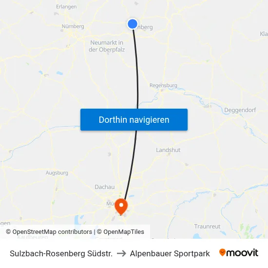 Sulzbach-Rosenberg Südstr. to Alpenbauer Sportpark map