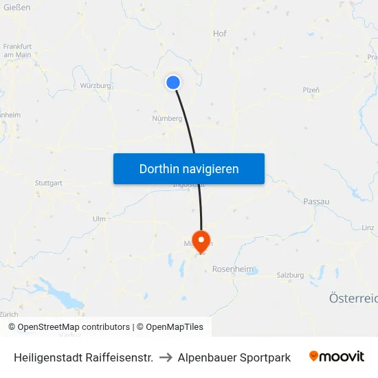 Heiligenstadt Raiffeisenstr. to Alpenbauer Sportpark map