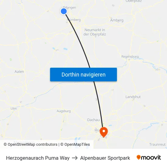 Herzogenaurach Puma Way to Alpenbauer Sportpark map
