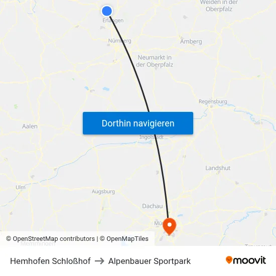 Hemhofen Schloßhof to Alpenbauer Sportpark map