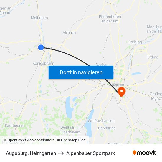 Augsburg, Heimgarten to Alpenbauer Sportpark map