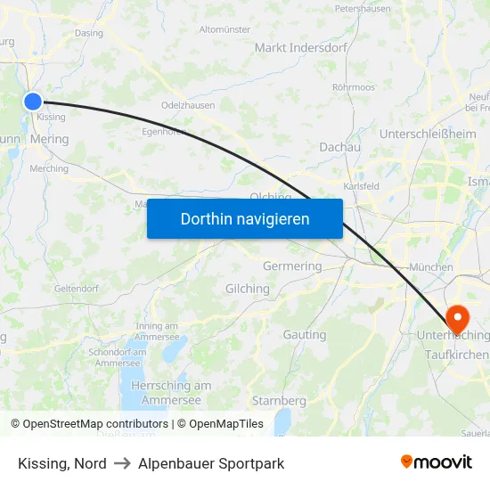 Kissing, Nord to Alpenbauer Sportpark map