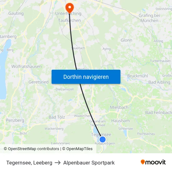 Tegernsee, Leeberg to Alpenbauer Sportpark map