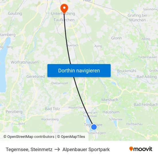 Tegernsee, Steinmetz to Alpenbauer Sportpark map