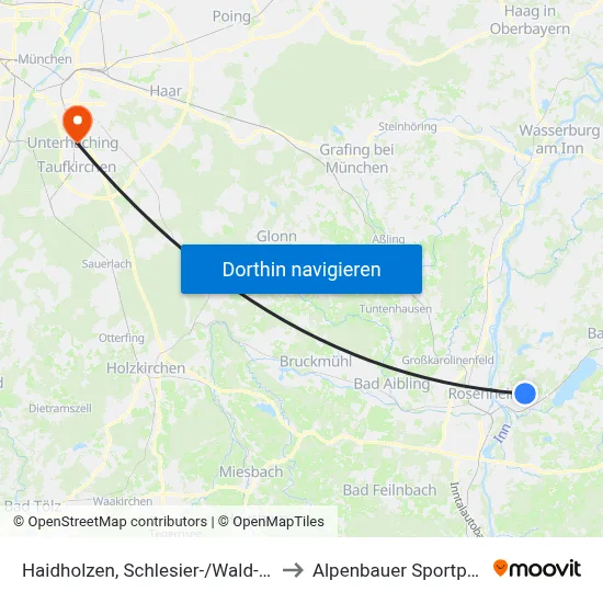 Haidholzen, Schlesier-/Wald-Str. to Alpenbauer Sportpark map