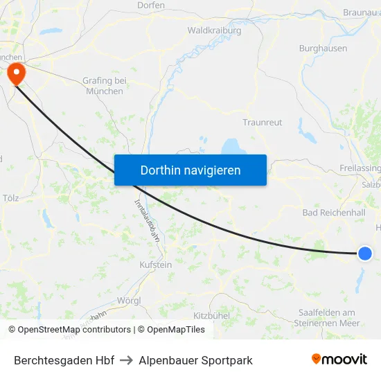 Berchtesgaden Hbf to Alpenbauer Sportpark map