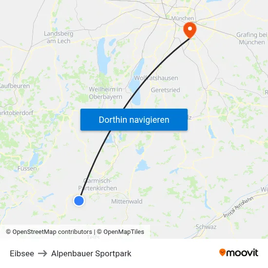 Eibsee to Alpenbauer Sportpark map