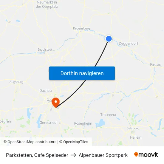 Parkstetten, Cafe Speiseder to Alpenbauer Sportpark map