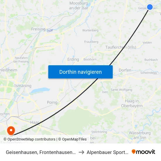 Geisenhausen, Frontenhausener Str. to Alpenbauer Sportpark map