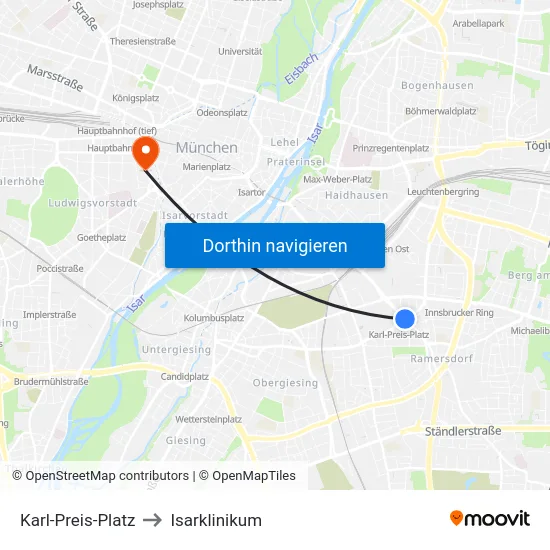 Karl-Preis-Platz to Isarklinikum map