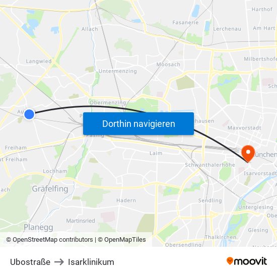 Ubostraße to Isarklinikum map