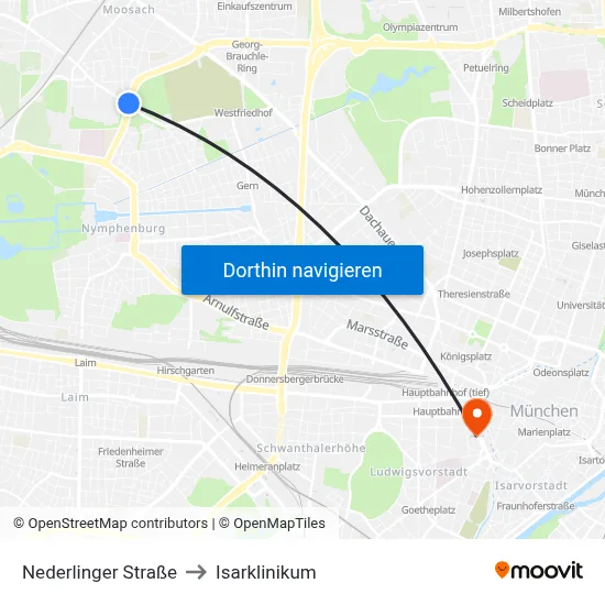 Nederlinger Straße to Isarklinikum map