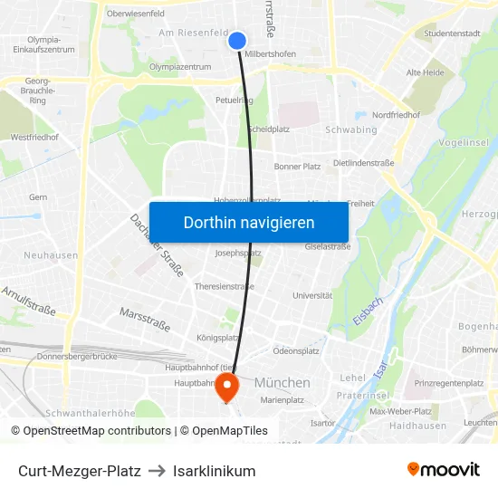 Curt-Mezger-Platz to Isarklinikum map
