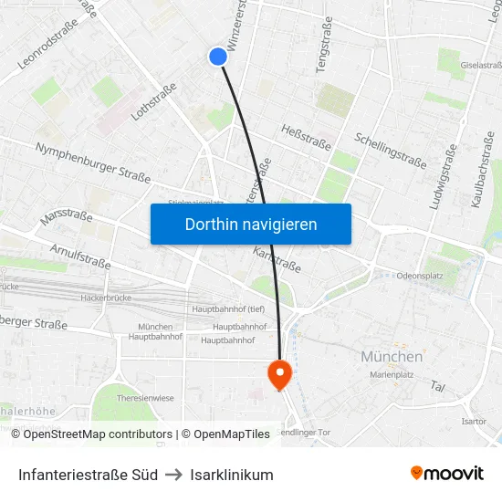 Infanteriestraße Süd to Isarklinikum map